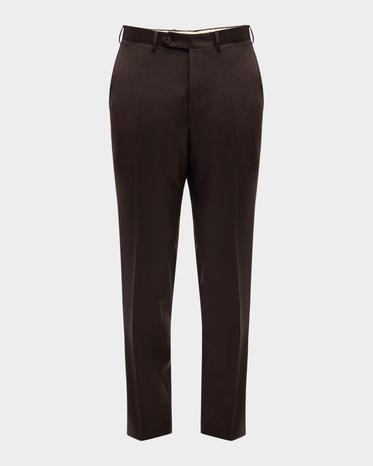 Canali Men's Solid 150s Wool Twill Pants In Brown