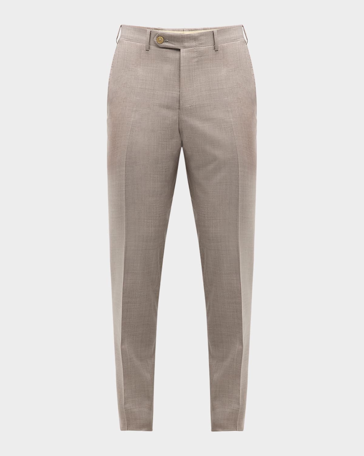 Canali Men's Solid 150s Wool Twill Pants In Beige