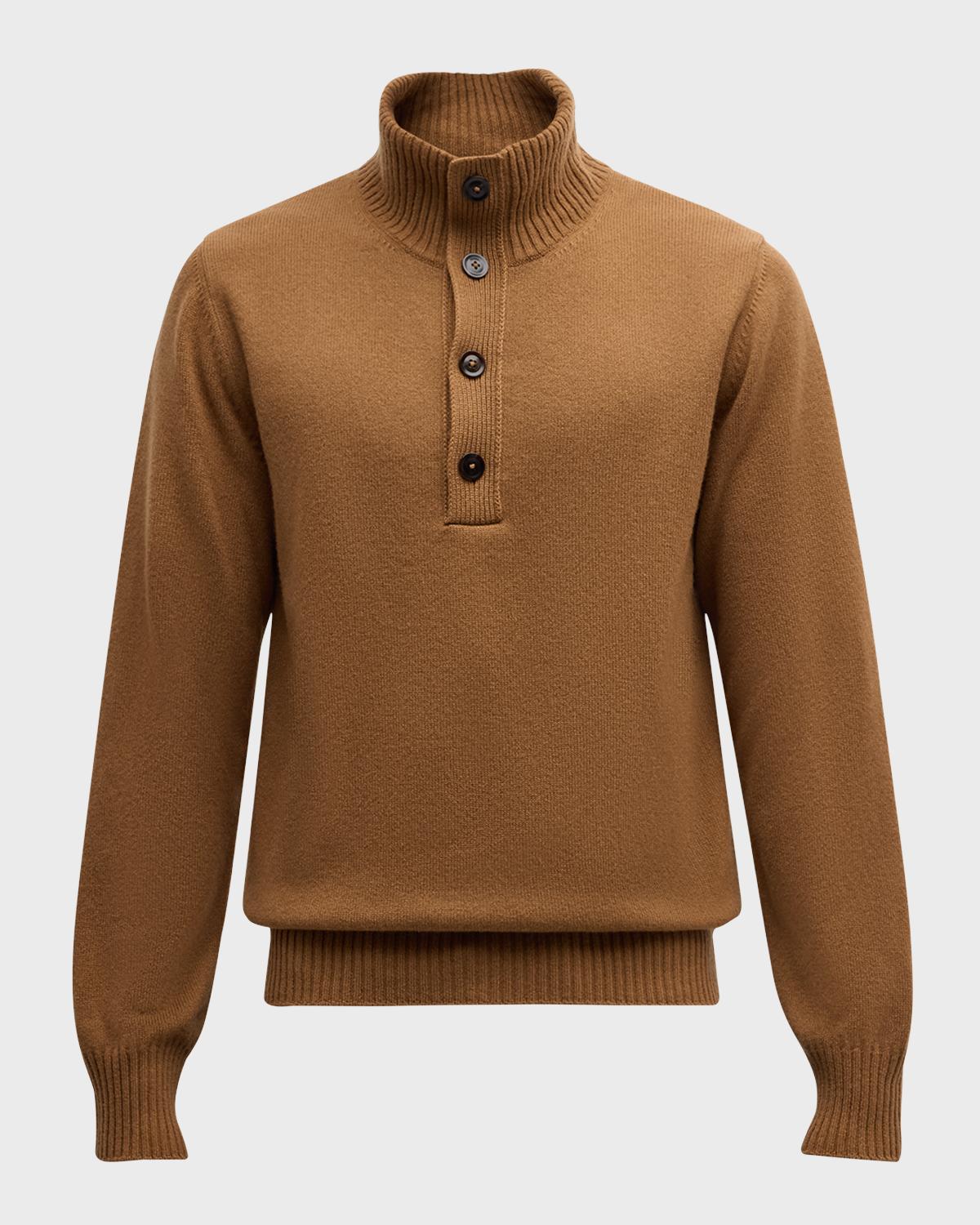 TOM FORD Men's Wool Cashmere Half-Button Sweater