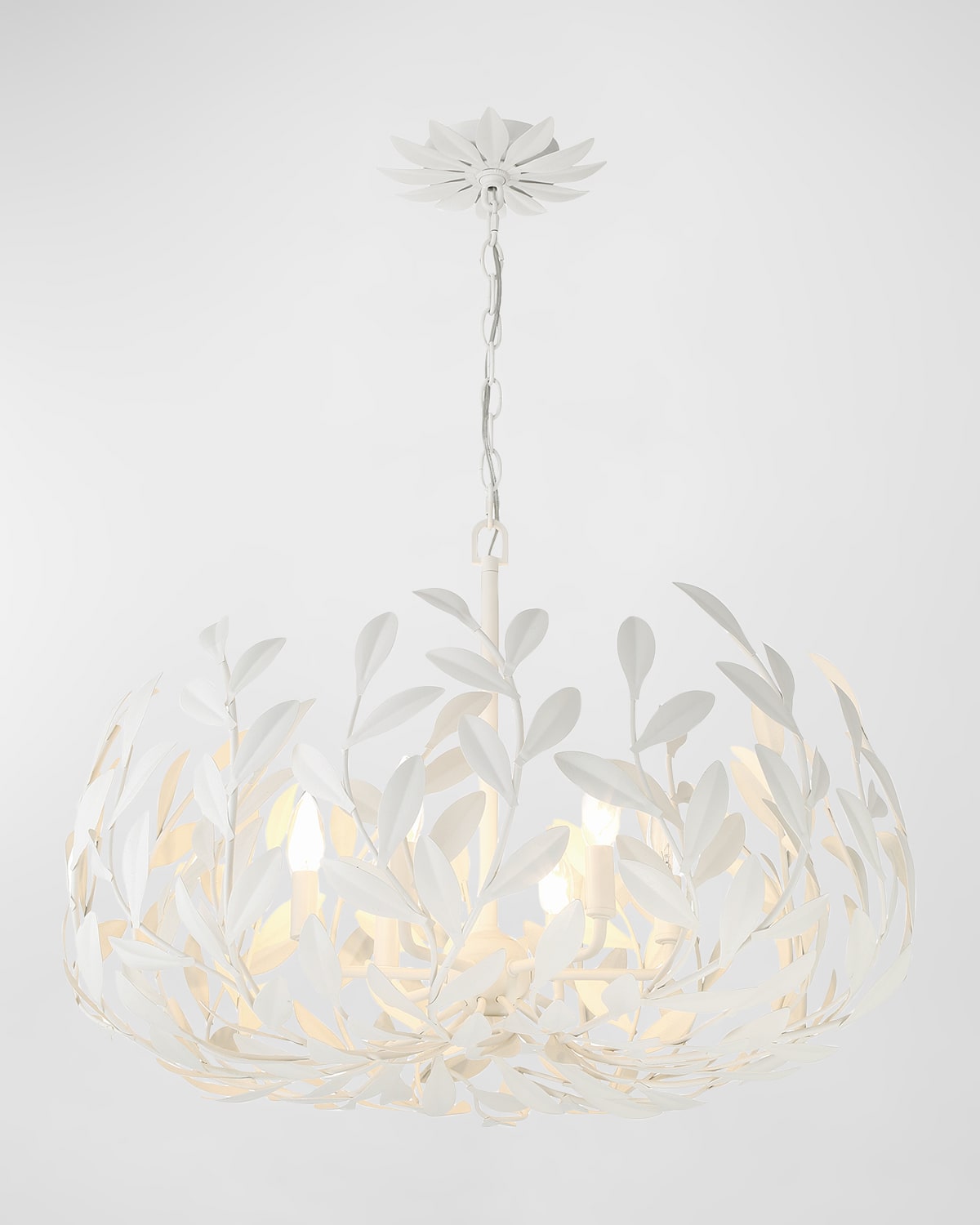 Shop Crystorama Broche 27" 6-light Inverted Pendant Chandelier In Matte White