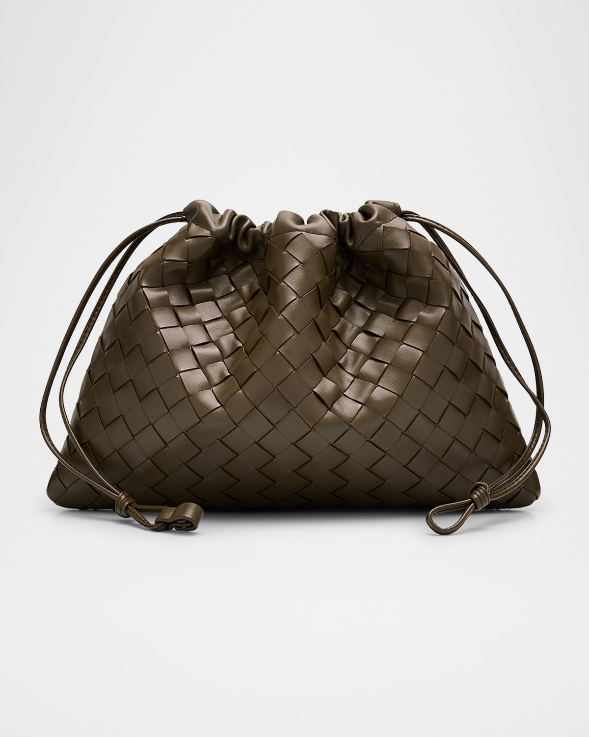 Bottega Veneta Medium Leather Pouch Bag In Green