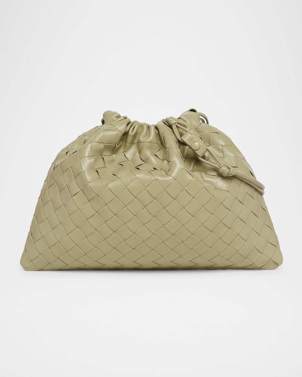 Bottega Veneta Medium Leather Pouch Bag In Travertine