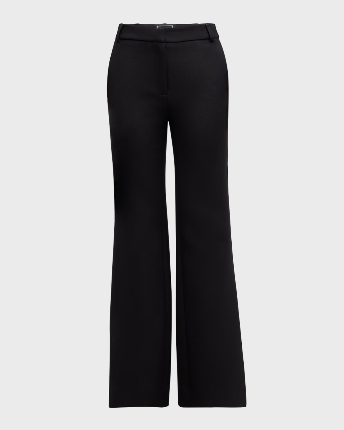 Mid-Rise Flare Wool-Silk Pants