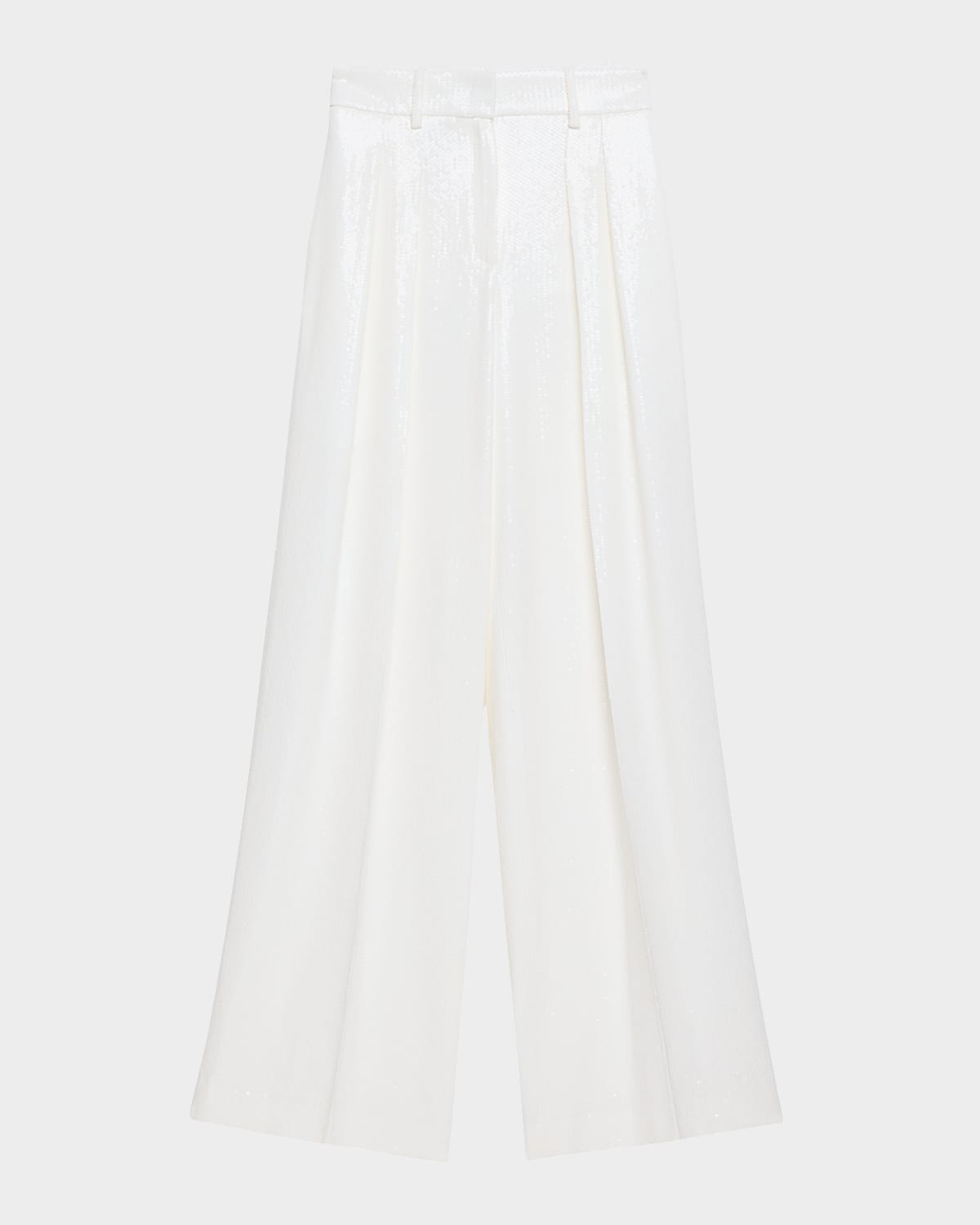 Pleated Sequin Wide-Leg Slouch Trousers