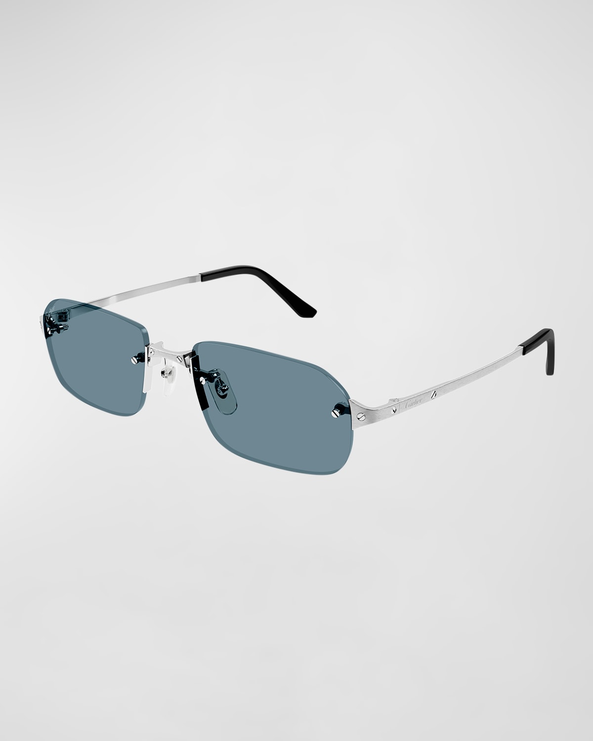 CARTIER MEN'S METAL RIMLESS RECTANGLE SUNGLASSES 