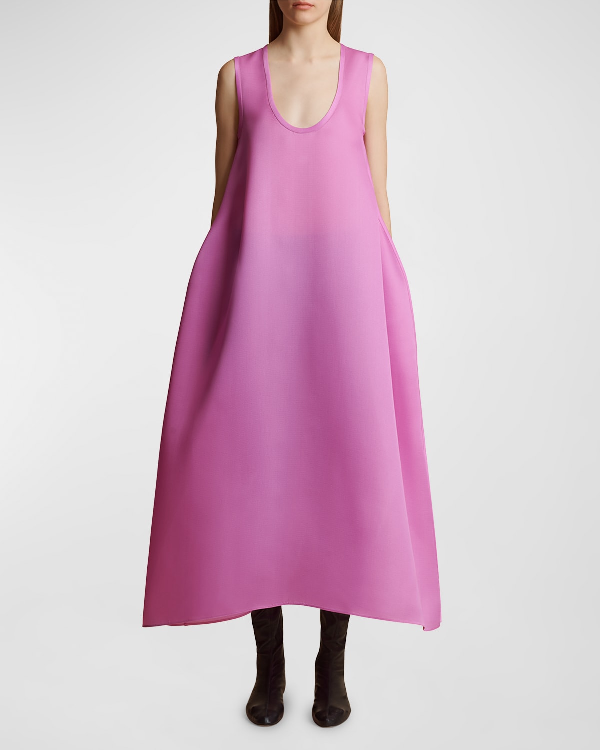 Khaite Coli Flared Maxi Dress In Pink