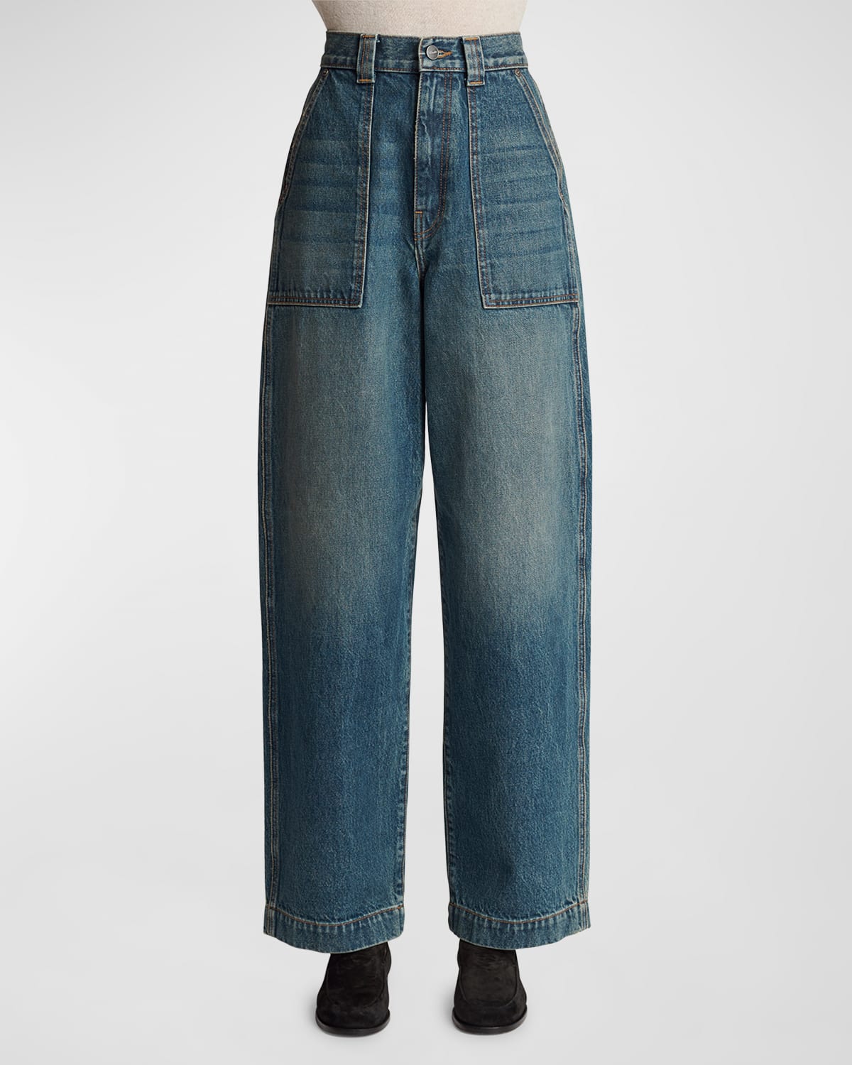Khaite Hewitt Wide-leg Jeans In Blue
