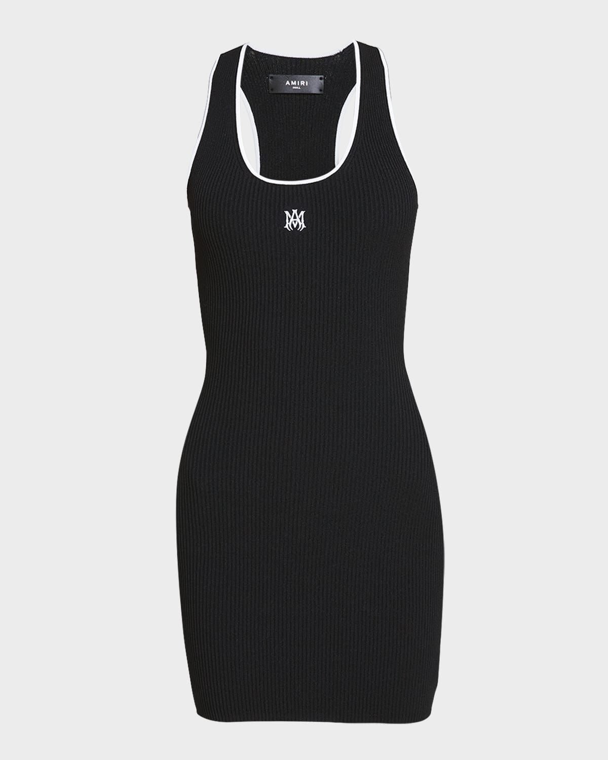 Amiri Ma Embroidered Ribbed Racerback Mini Dress In Black