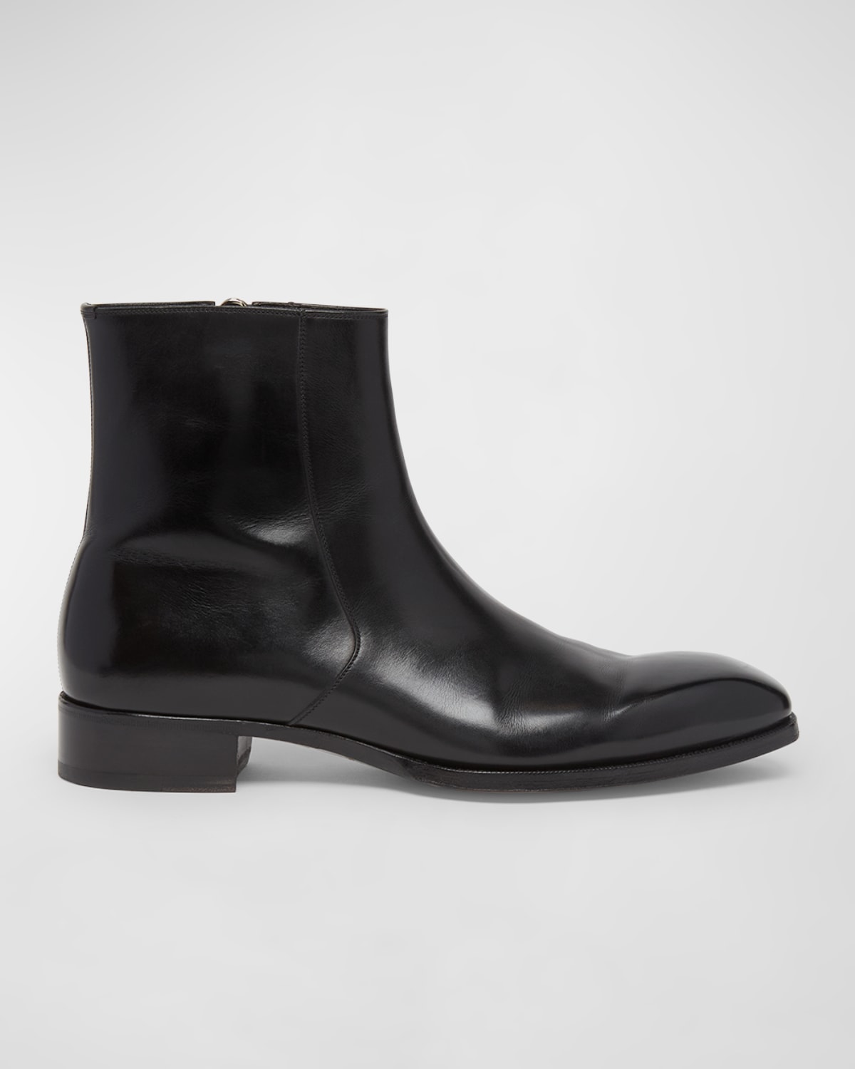 Shop Tom Ford Men's Elkan Burnished Leather Zip Boots In Black