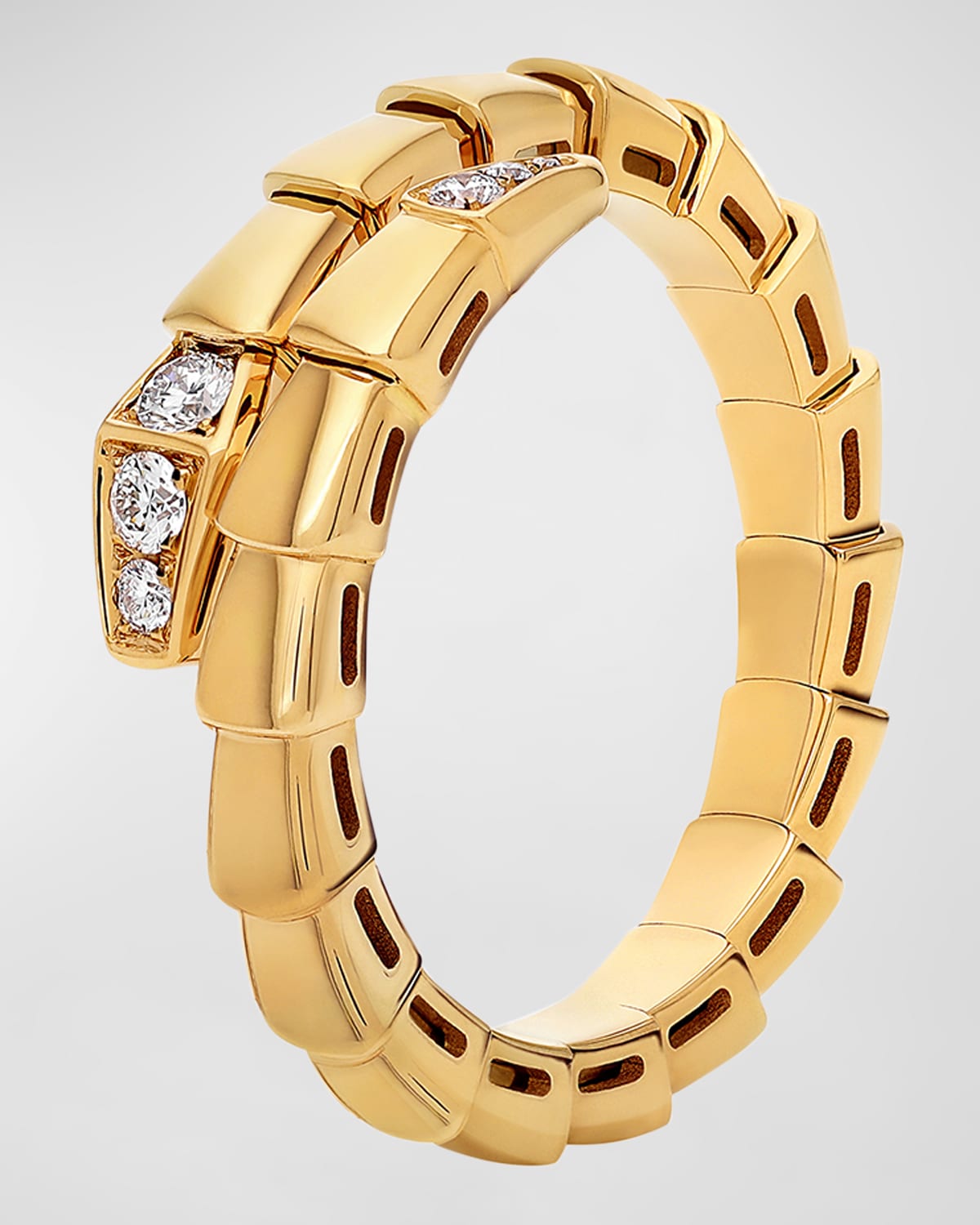 18K Yellow Gold Serpenti Viper Diamond Tip Ring