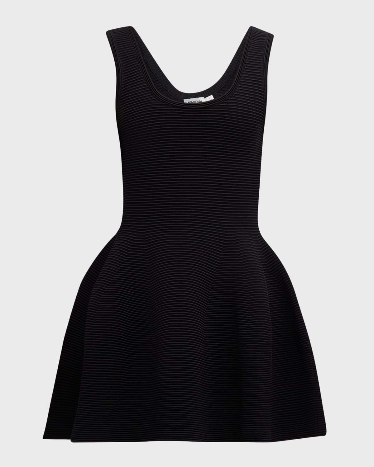 Shop Simkhai Larina Scoop-neck Sleeveless Fit & Flare Mini Dress In Black