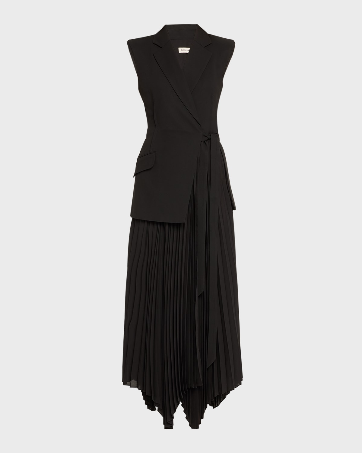Shop Simkhai Helena Combo Blazer Sleeveless Midi Dress In Black