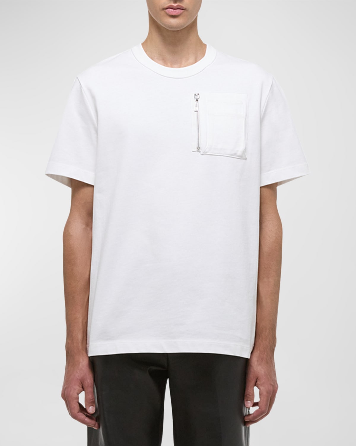 Shop Helmut Lang Men's T-shirt With Zip Pocket In White