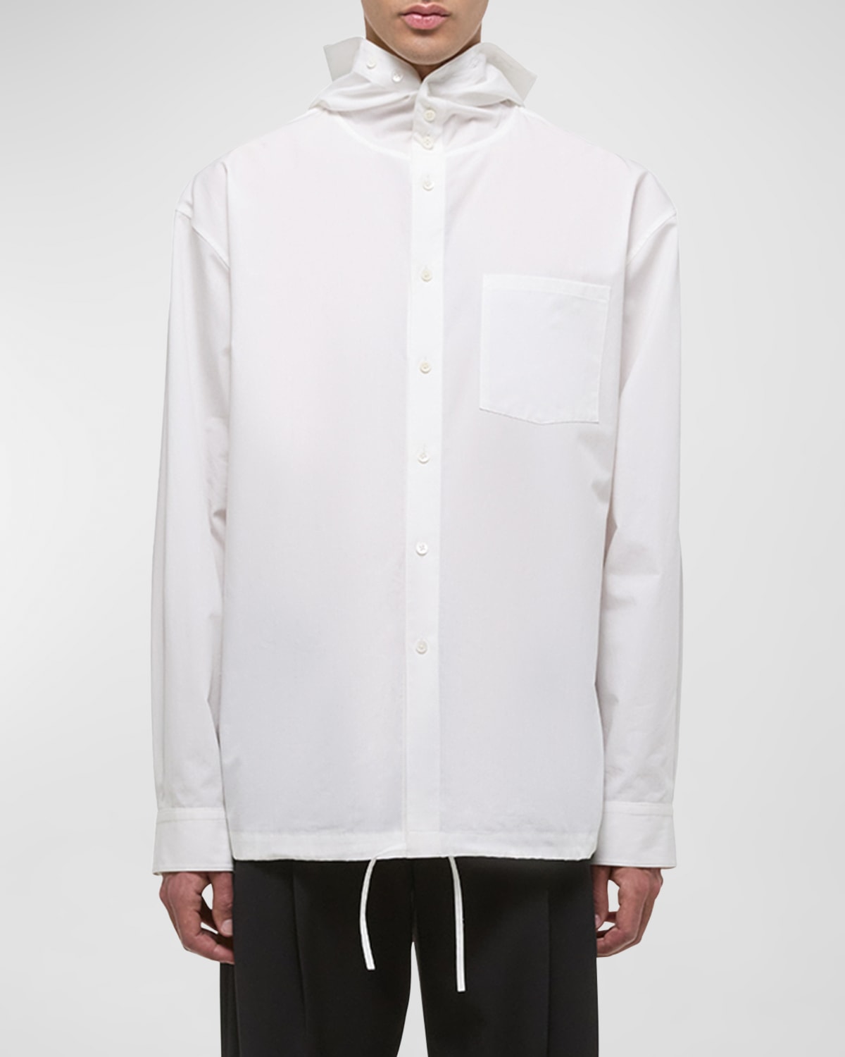 Shop Helmut Lang Men's Cotton Hoodie Shirt In White