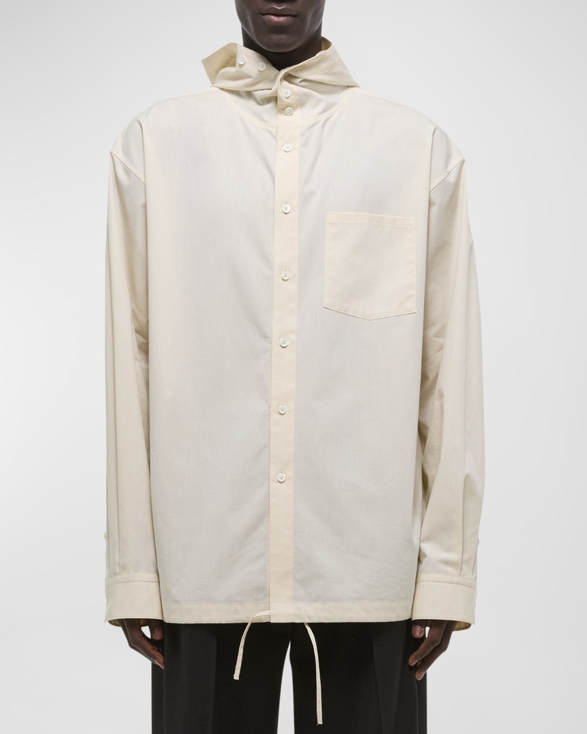 Shop Helmut Lang Men's Cotton Hoodie Shirt In Vanilla