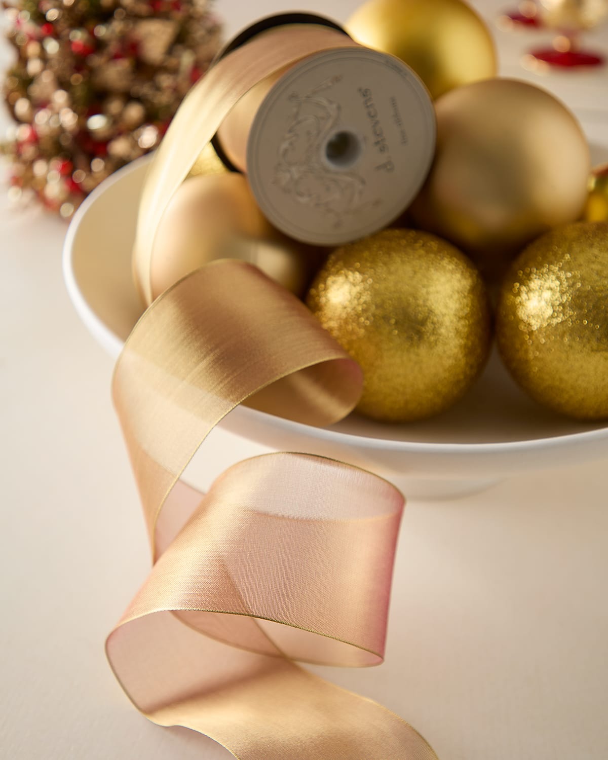 Antique Metallic Gold Mesh Ribbon, 3"W x 25 Yards