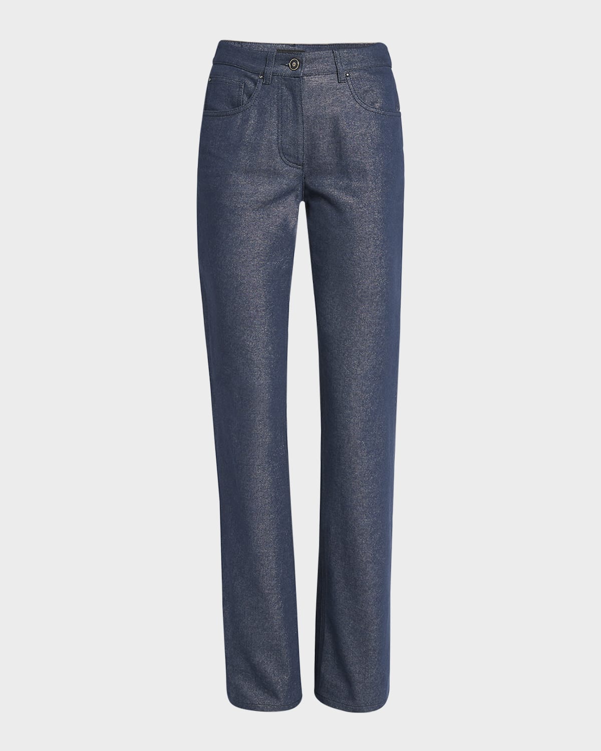 Giorgio Armani Bootleg Denim Jeans With Logo Embroidery In Blue