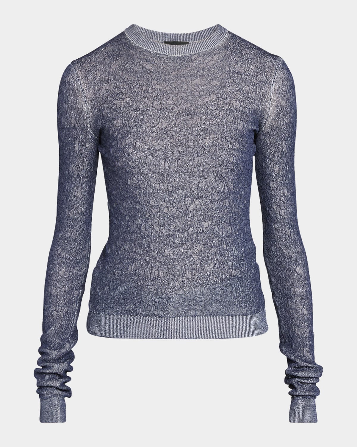 Giorgio Armani Shiny Viscose Knit Top In Navy