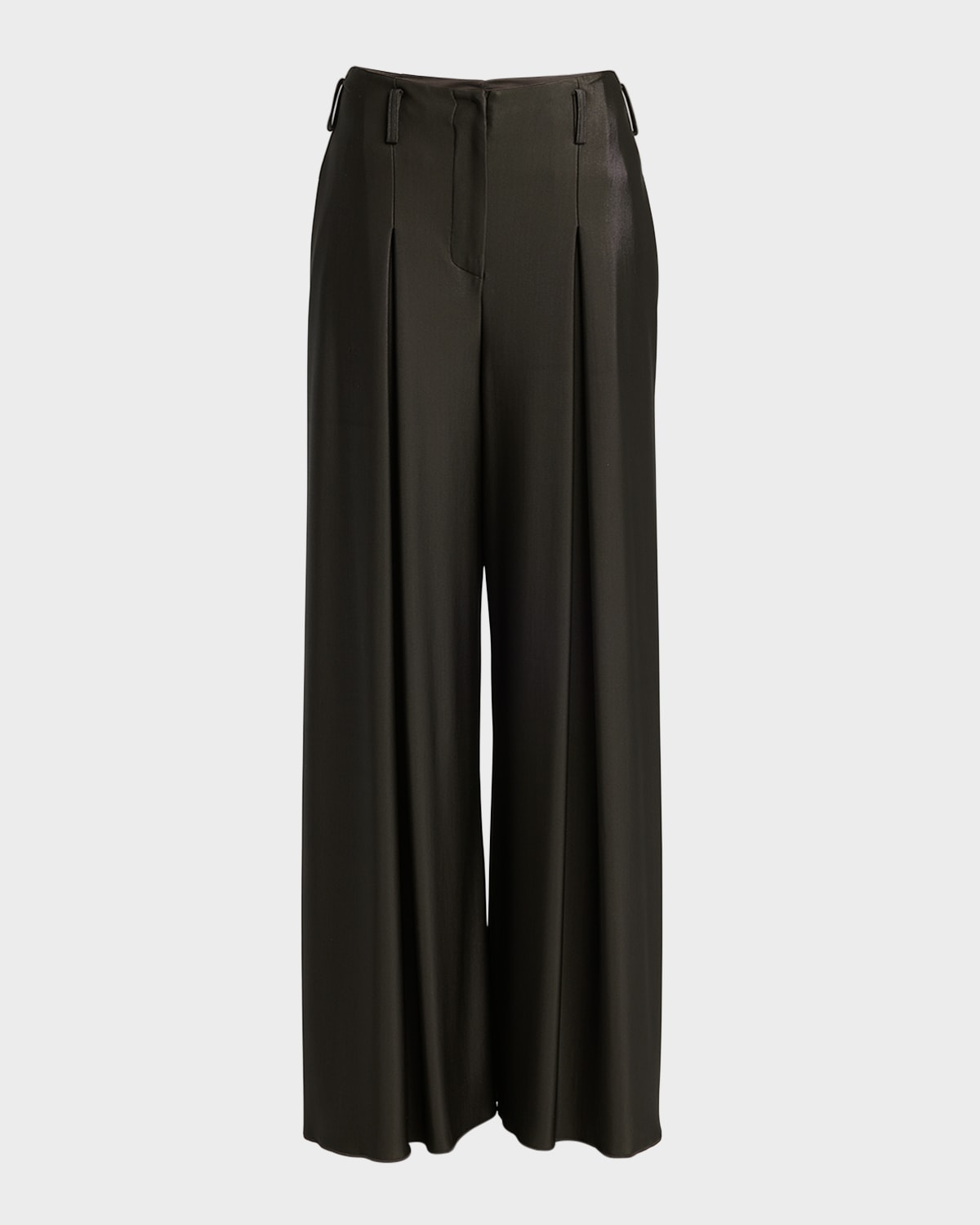 Giorgio Armani Double Jersey Flowy Pleated Trousers In Brown