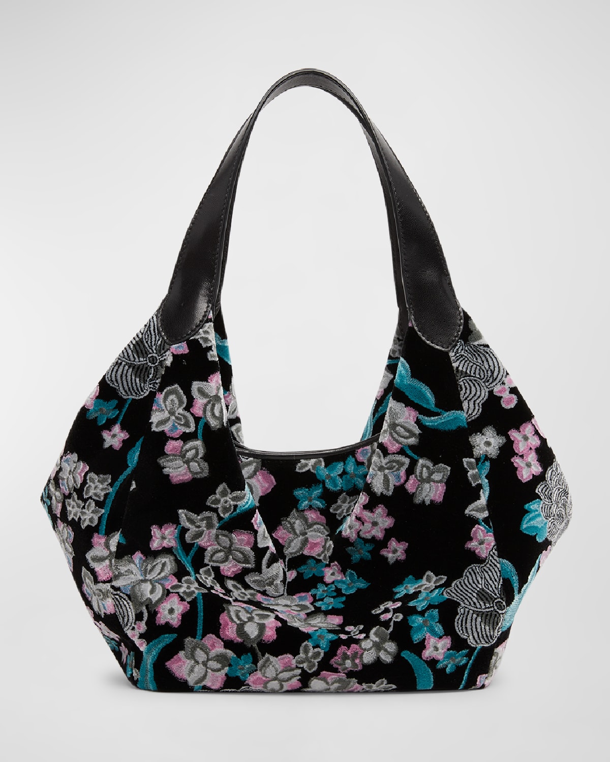 Medium Hobo Bag with Embroidered Flowers