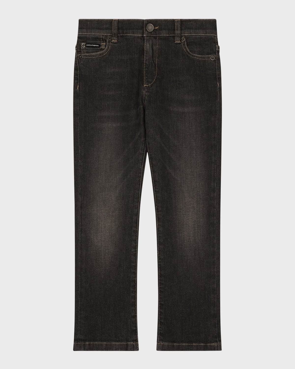 Dolce & Gabbana Boy's Dark Wash Logo Plaque Jeans In Black