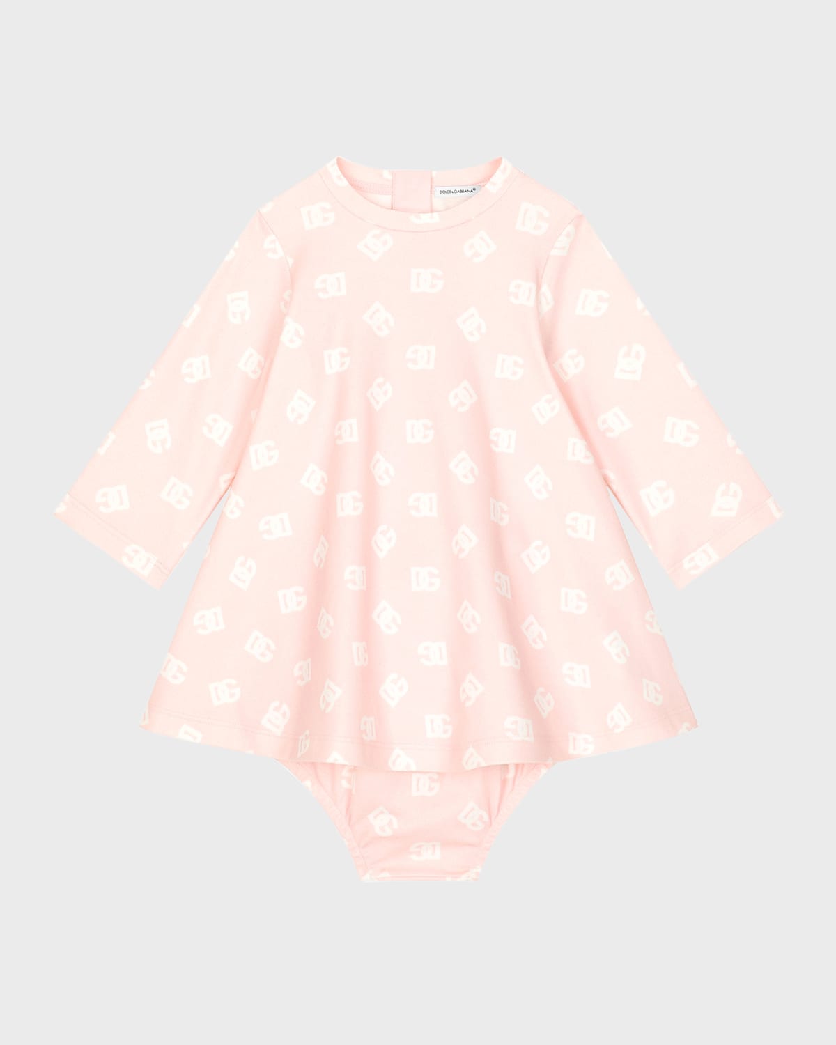 Dolce & Gabbana Girl's Interlocked Logo-print Dress W/ Bloomers In Light Pink Print