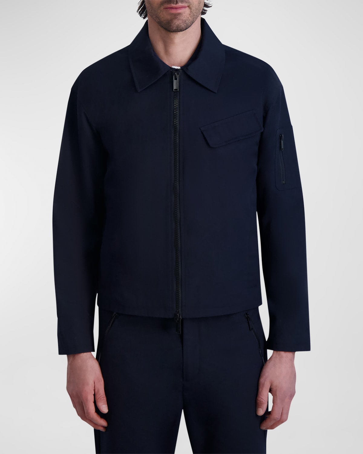 Shop Karl Lagerfeld Men's 2-pocket Zip Jacket In Navy