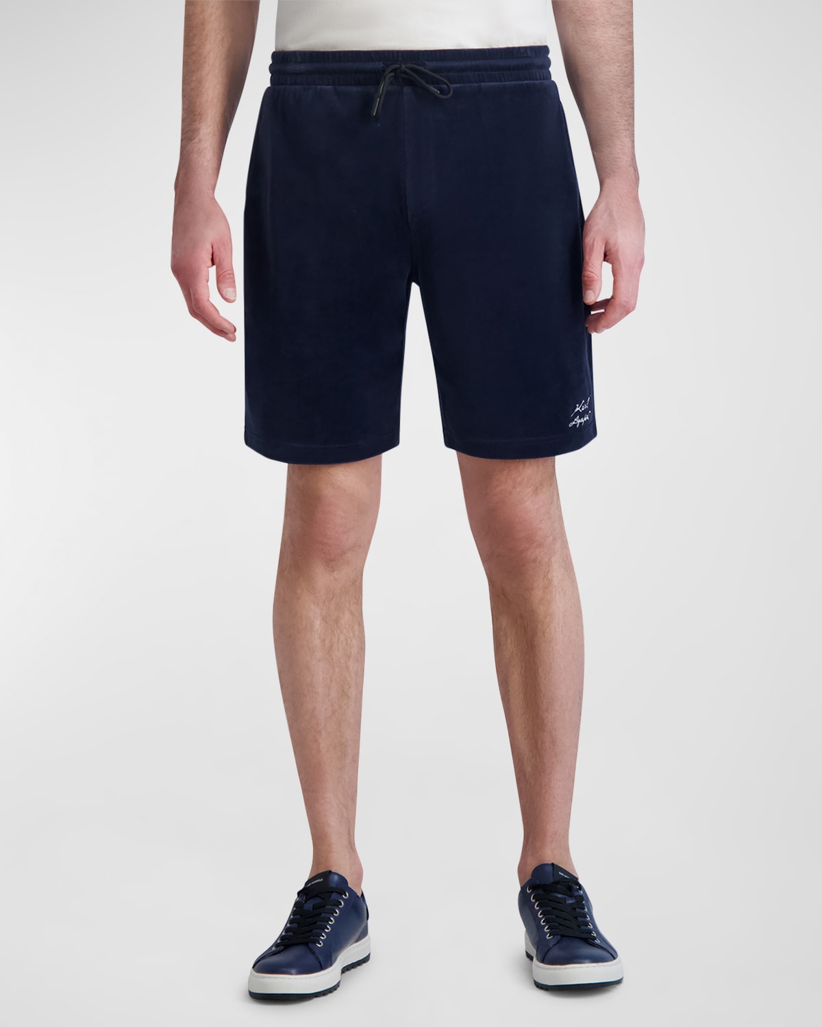 Shop Karl Lagerfeld Men's French Terry Shorts In Navy