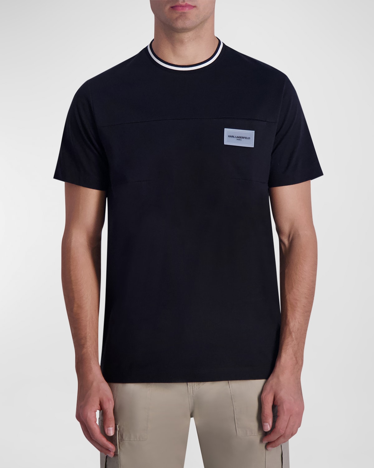 Shop Karl Lagerfeld Men's Contrast-collar T-shirt In Black