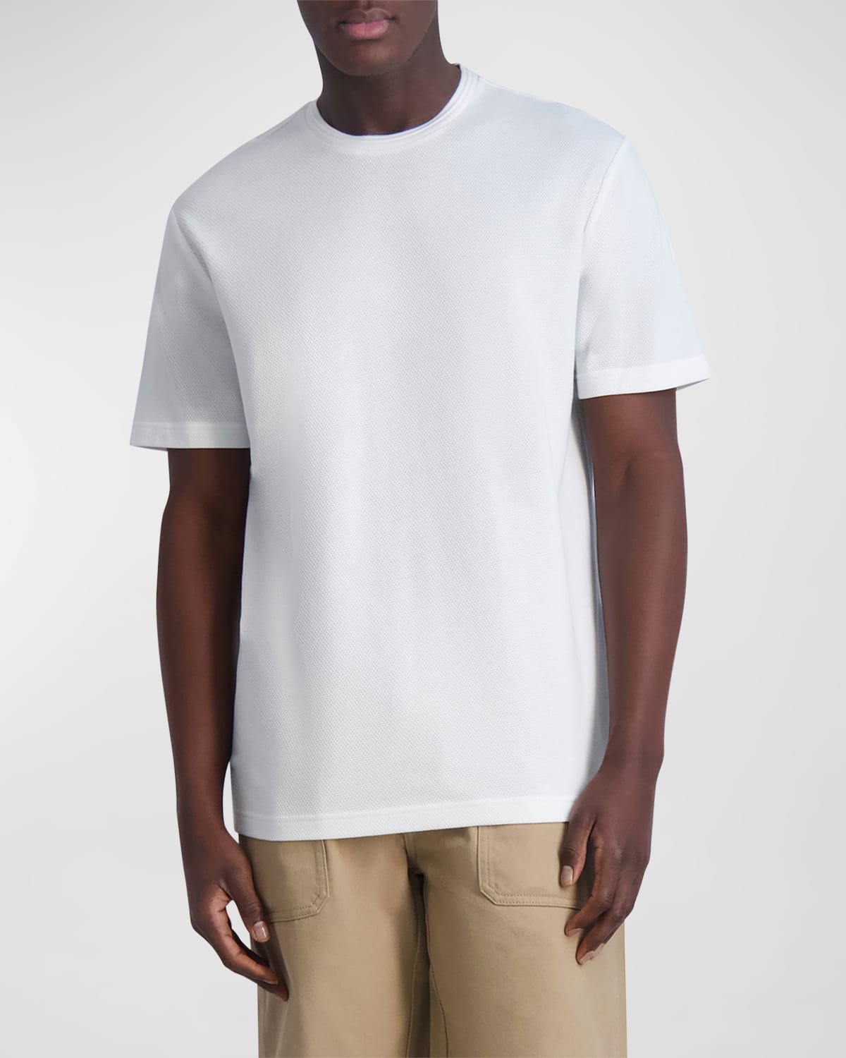 Shop Karl Lagerfeld Men's Honeycomb Textured T-shirt In White