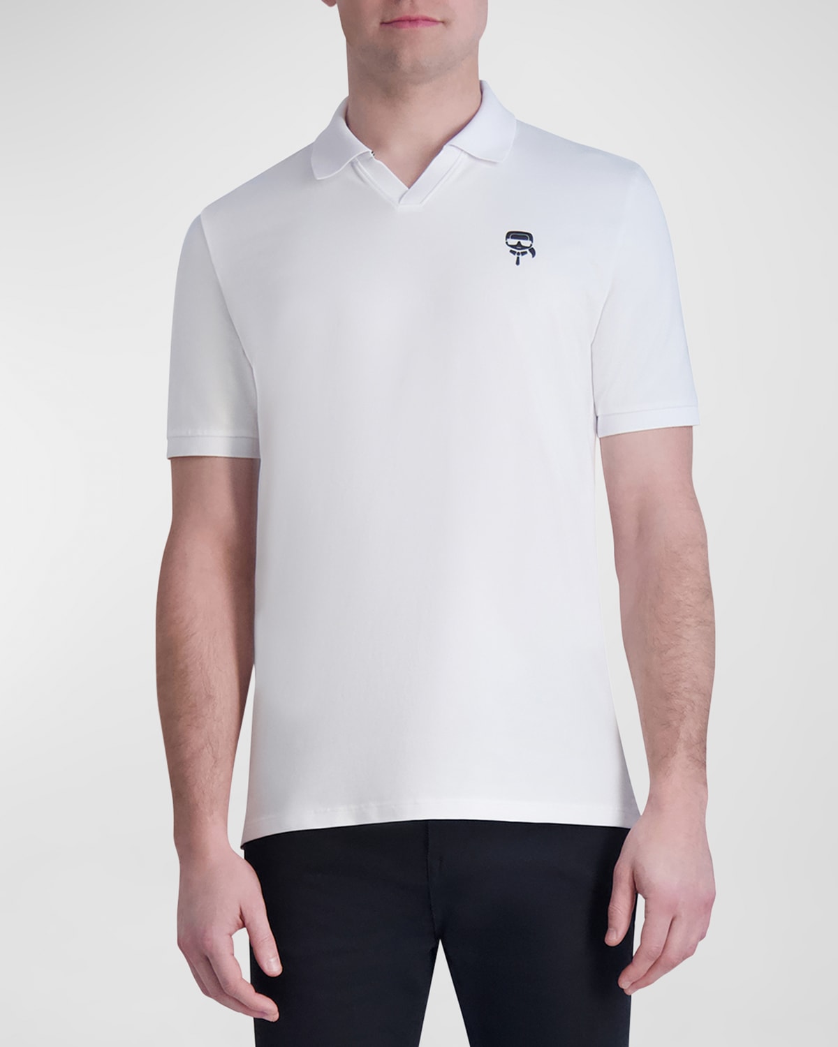 Shop Karl Lagerfeld Men's Johnny Collar Polo Shirt In White