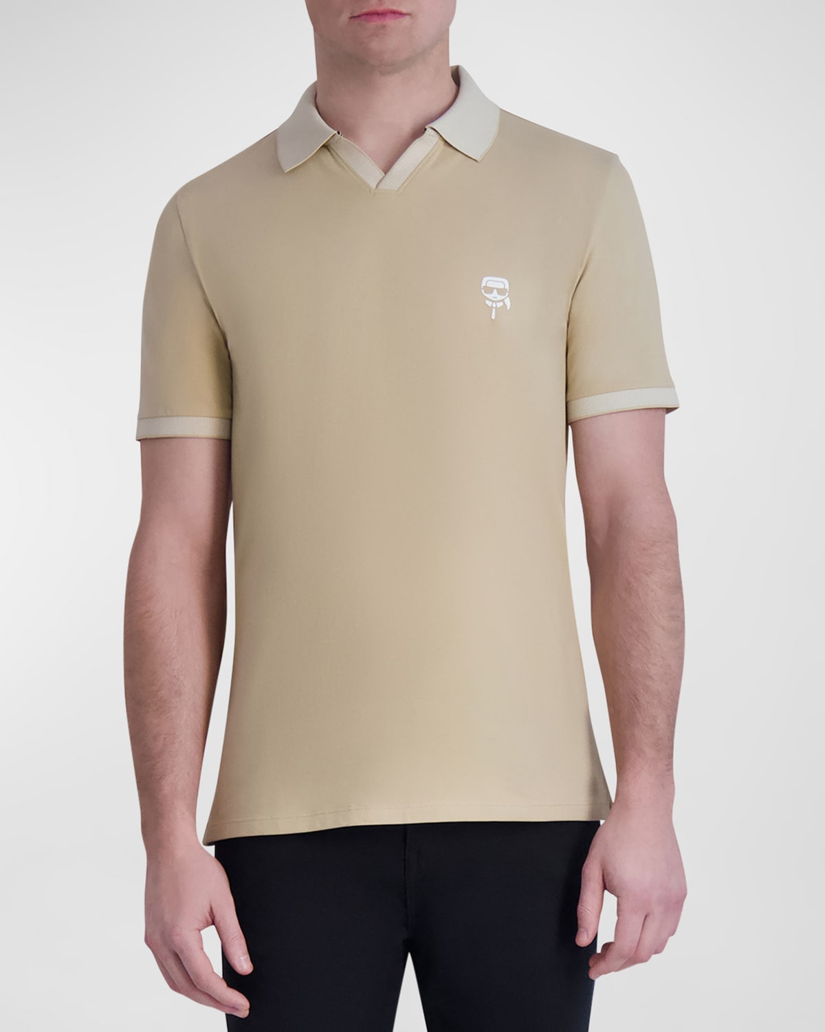 Shop Karl Lagerfeld Men's Johnny Collar Polo Shirt In Tan