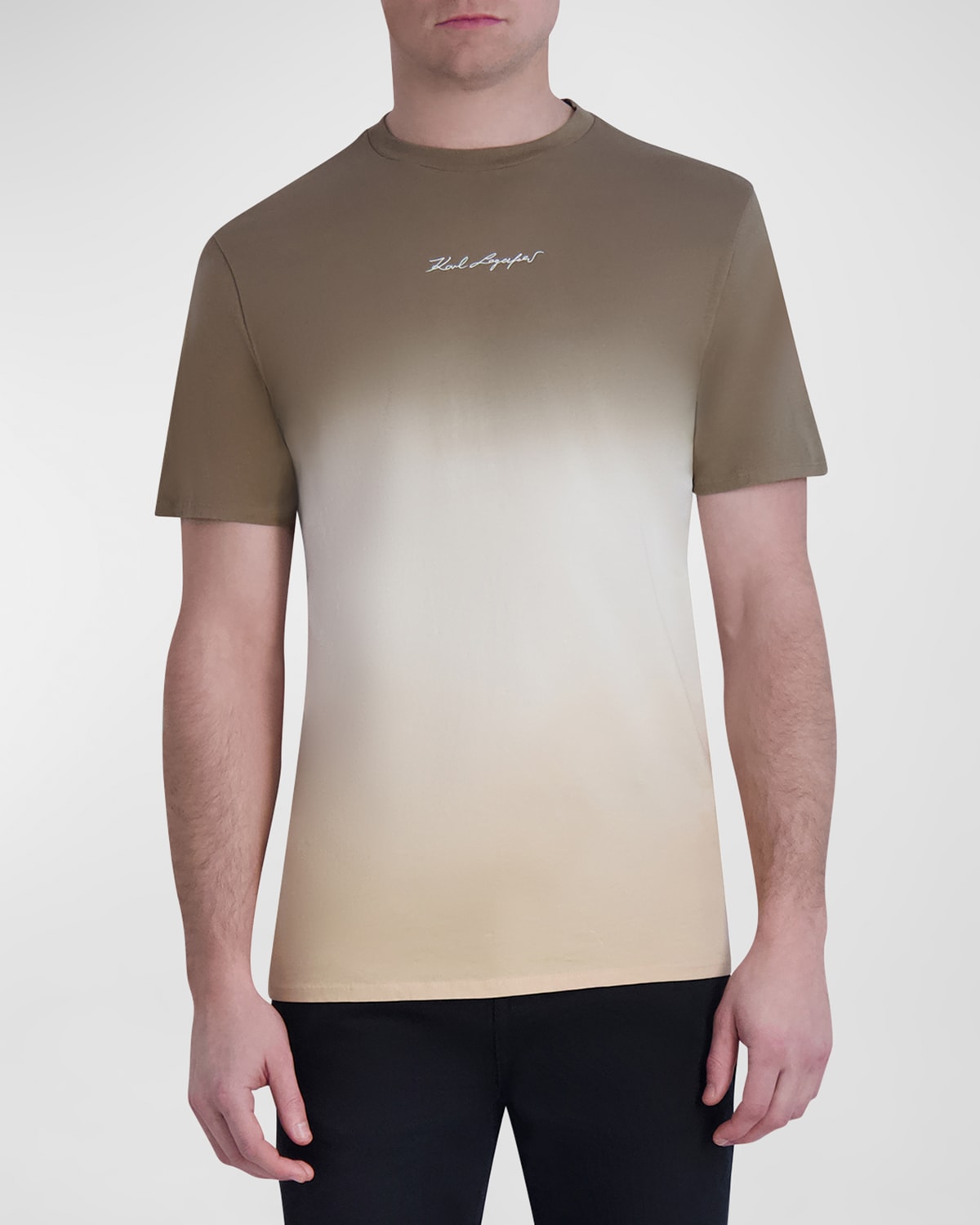 Shop Karl Lagerfeld Men's Ombre T-shirt With Logo In Tan