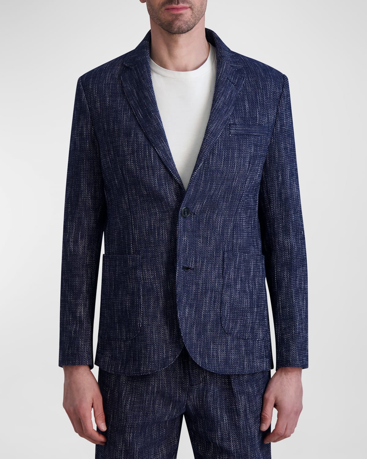 Shop Karl Lagerfeld Paris White Label Men's Melange Cotton Blazer In Navy