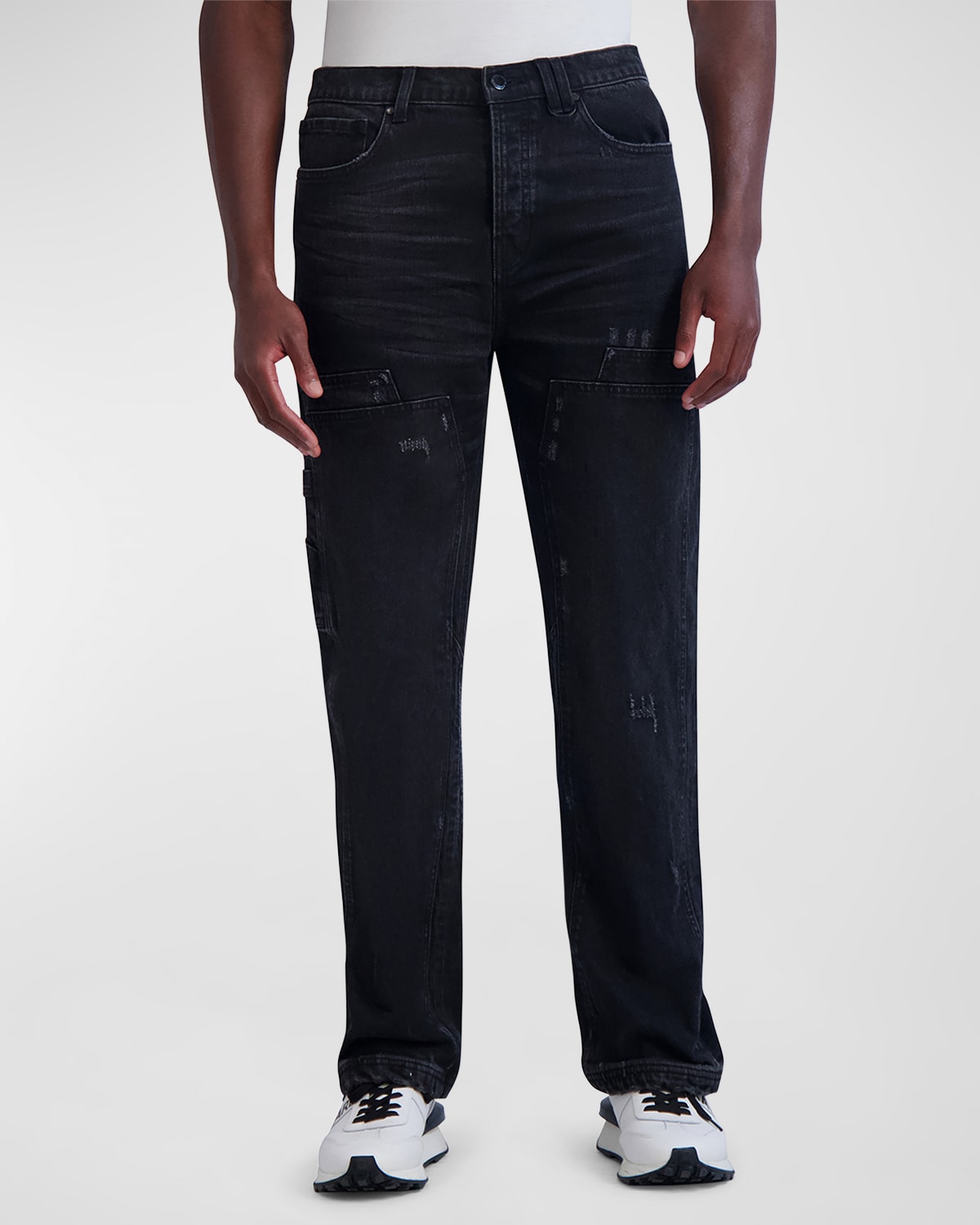 Shop Karl Lagerfeld Paris White Label Men's Denim Carpenter Pants In Black