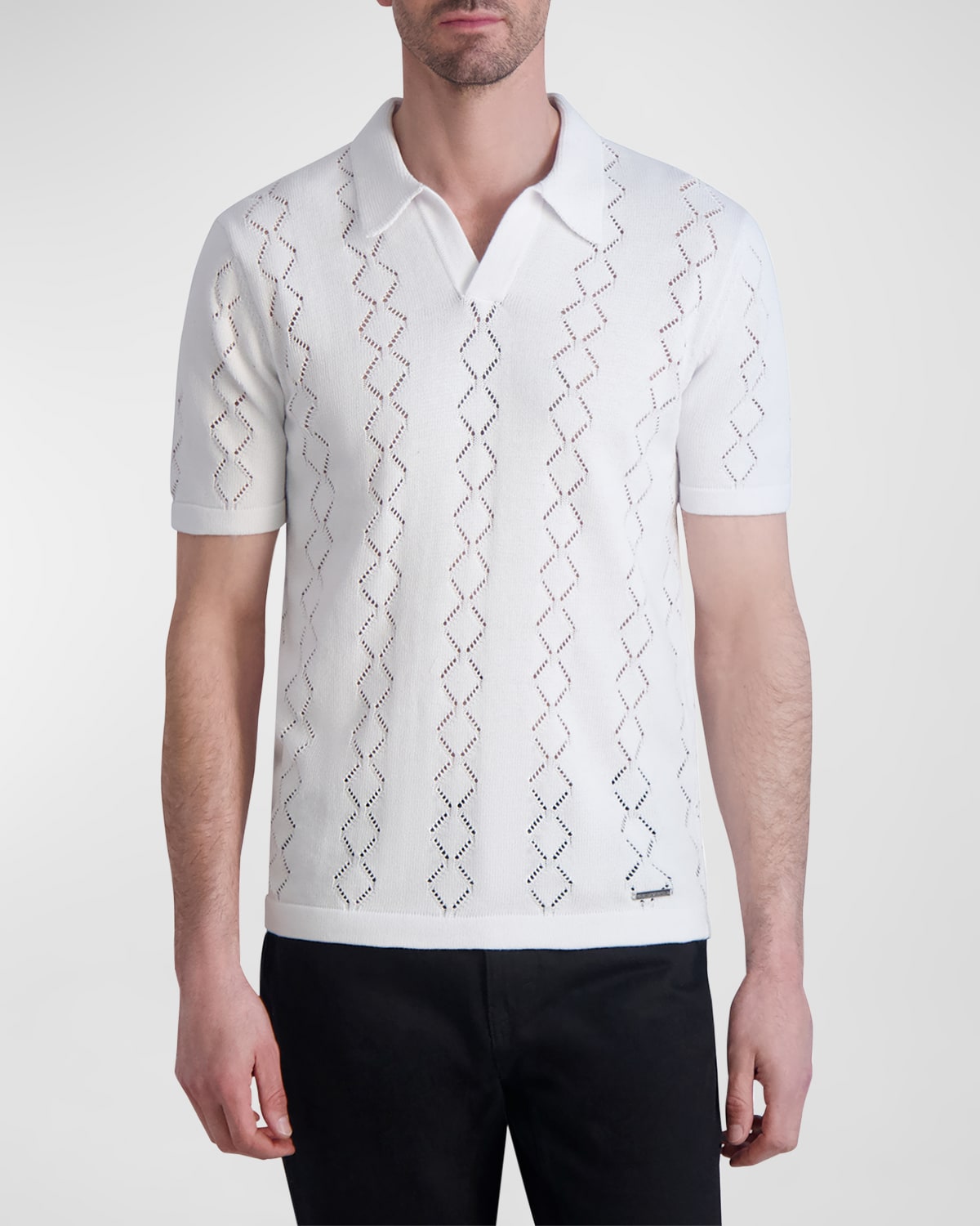 Men's Diamond Stitch Polo Sweater