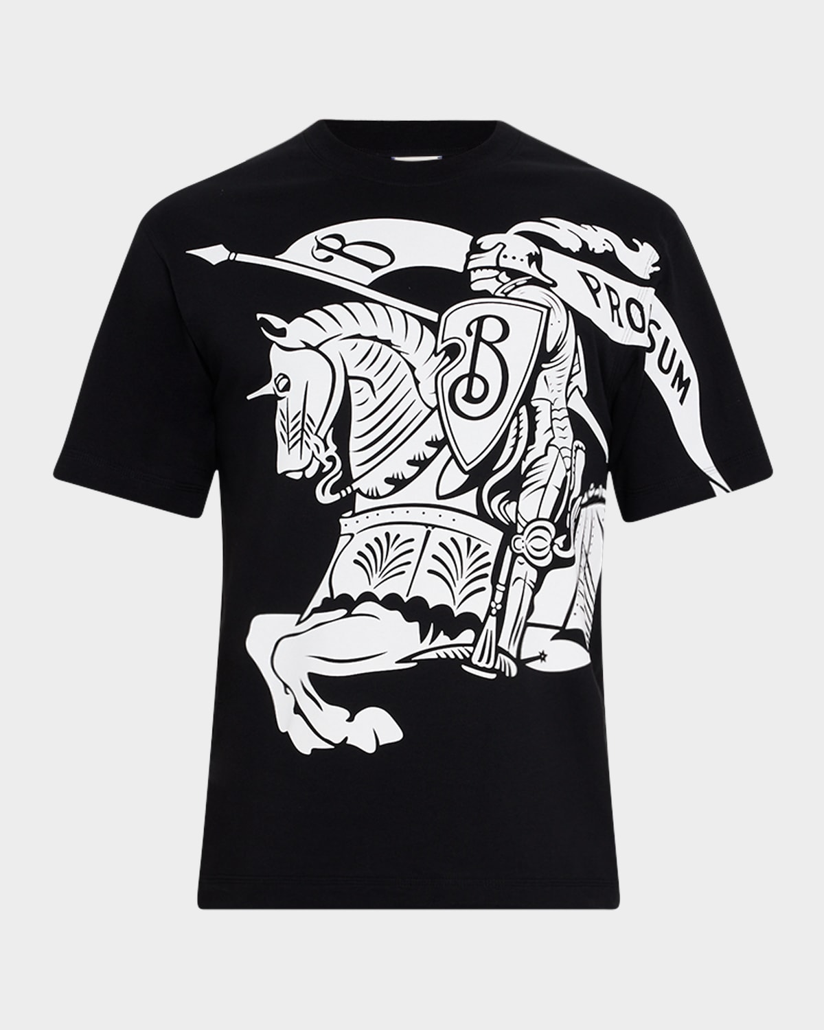 Burberry Black T-shirt With Contrasting Equestrian Knight Print In Cotton Man In Black