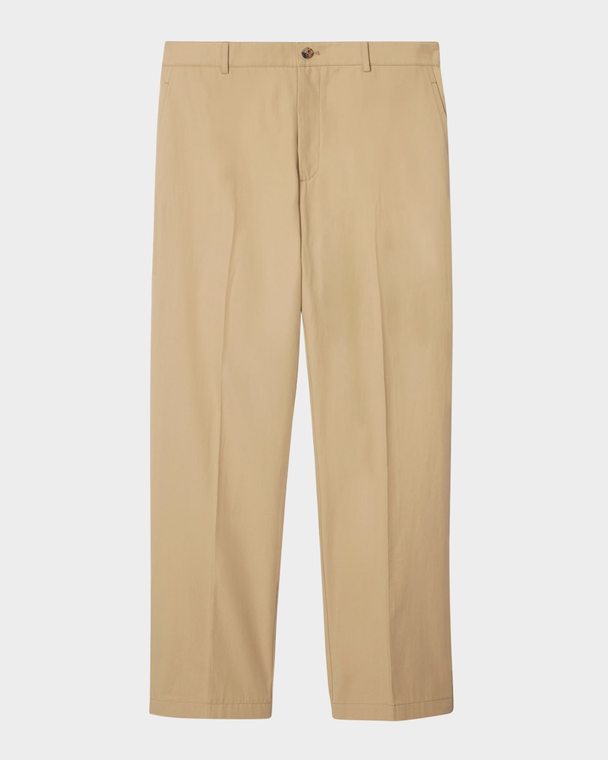 Burberry Logo-embroidered Cotton Chino Trousers In Neutral