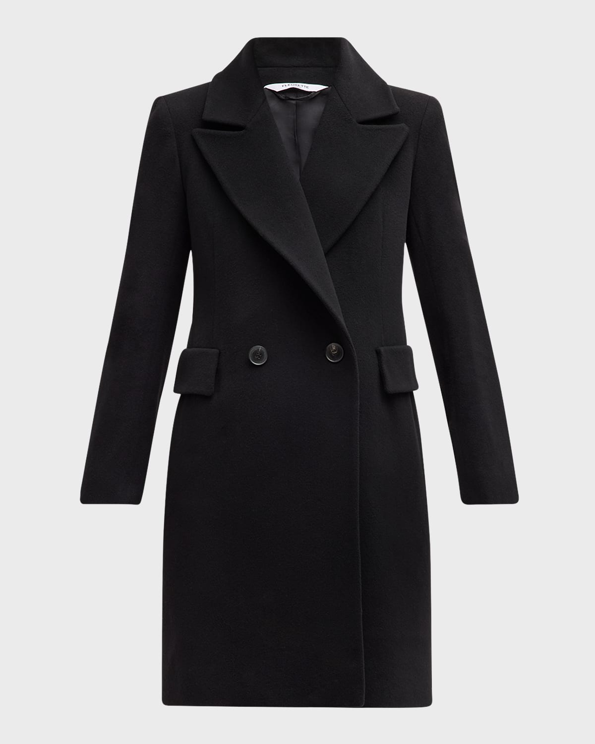 Fleurette Cami Double-breasted Short Wool Coat In Black