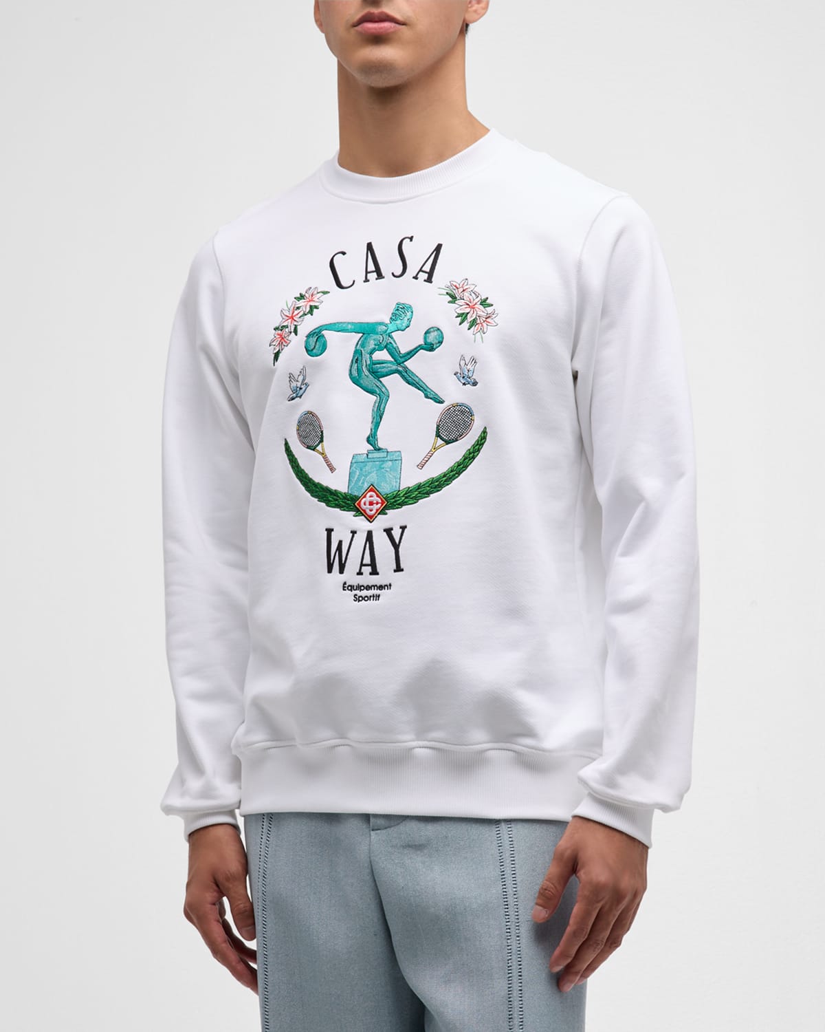 Shop Casablanca Men's Statue En Marbre Embroidered Sweatshirt