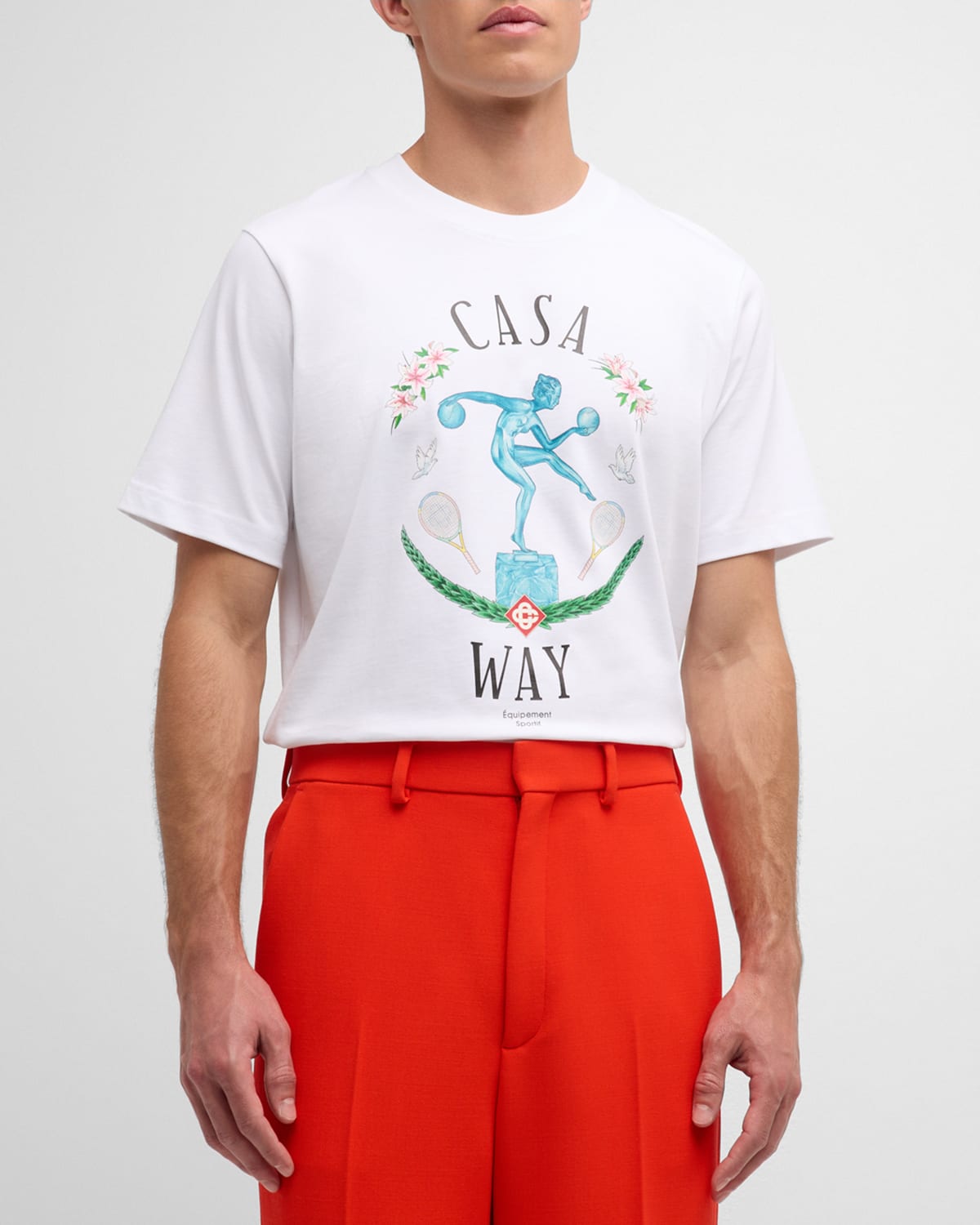 Shop Casablanca Men's Statue En Marbre Printed T-shirt