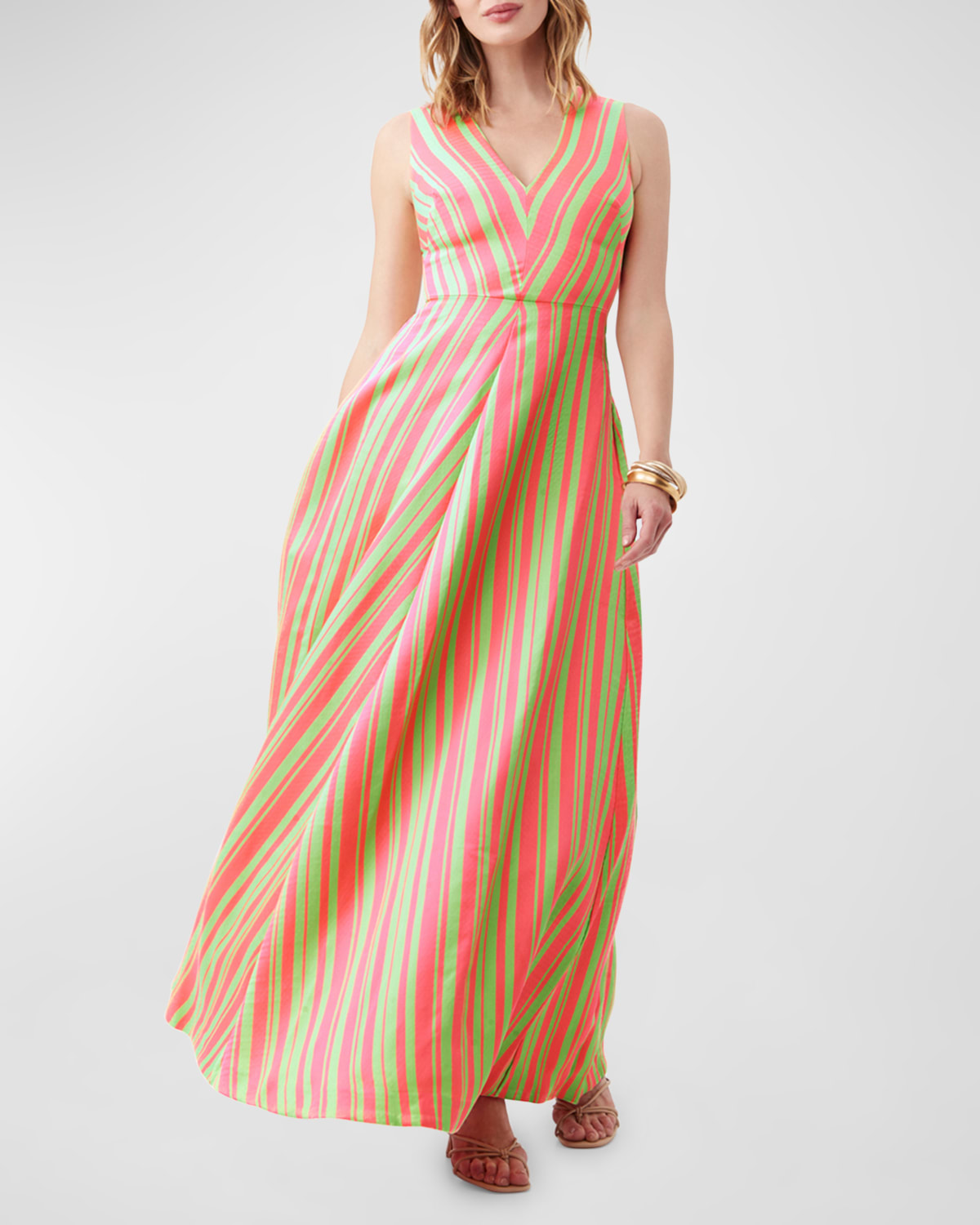 Shop Trina Turk Bryony Striped Jacquard Maxi Dress In Palma/superflora