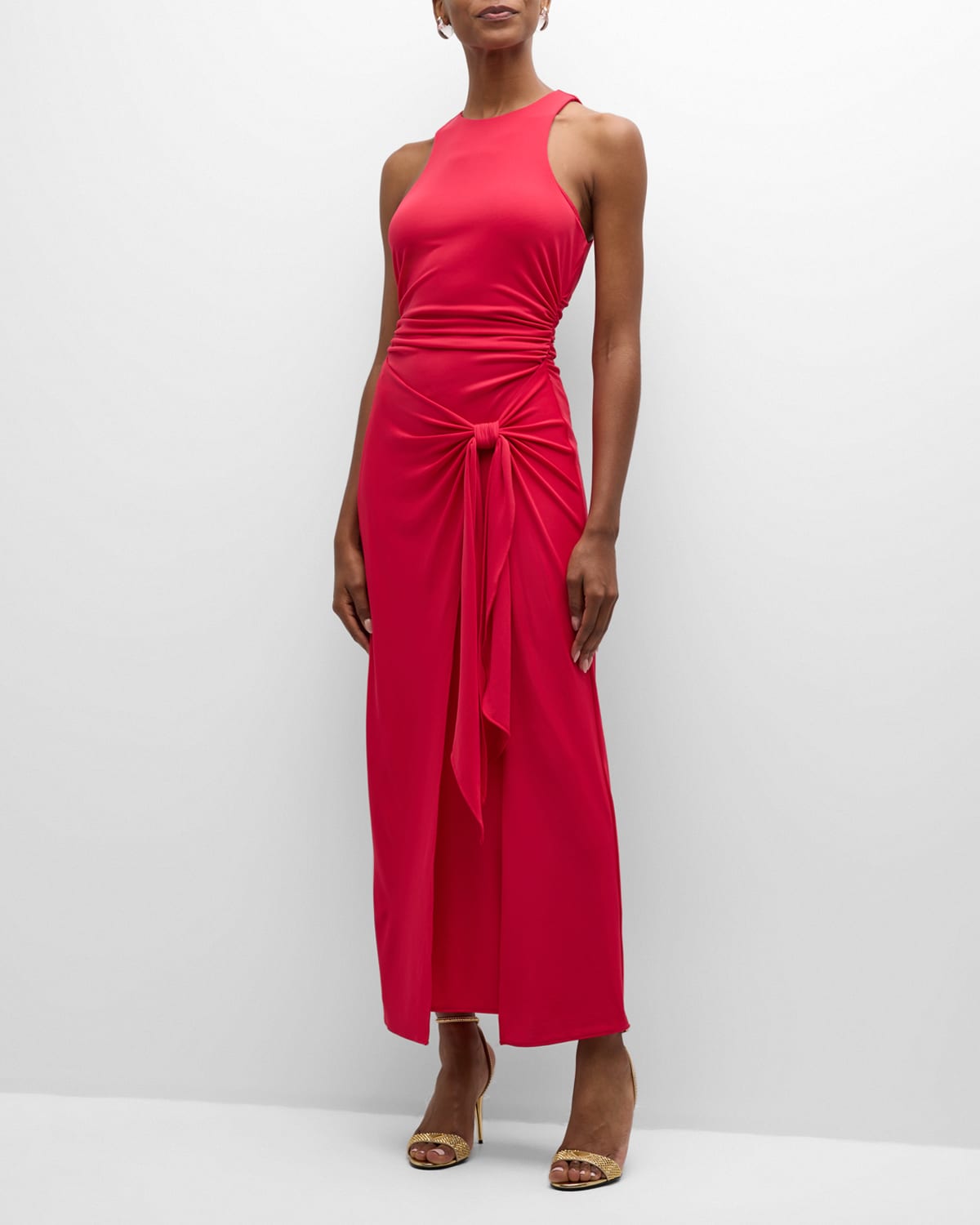 Cinq À Sept Andie Sleeveless Wrap-skirt Midi Dress In Red