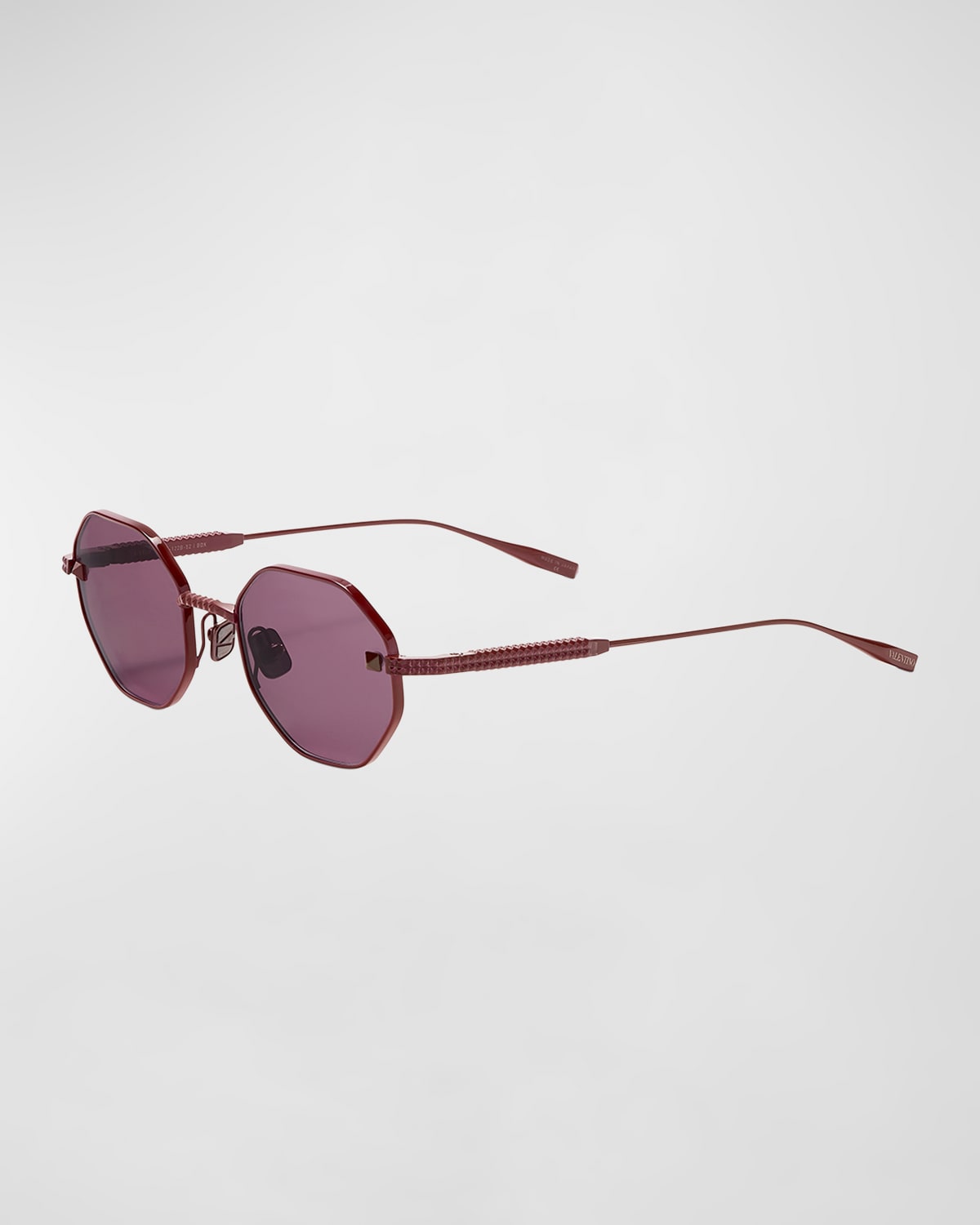 Shop Valentino V-stud Titanium Round Sunglasses In Bdx