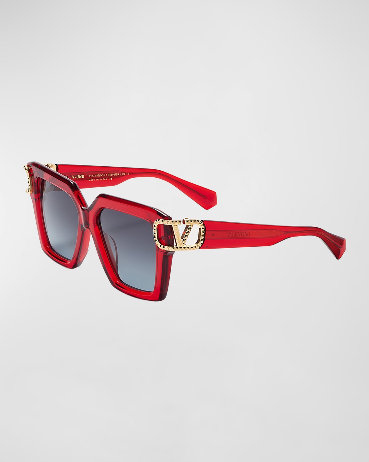 Shop Valentino V-uno Acetate Rectangle Sunglasses In Red - Bdx