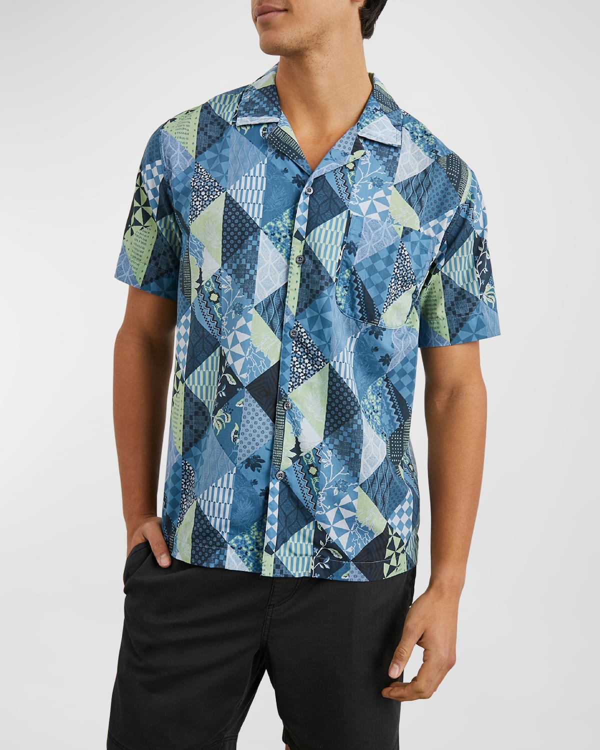 Shop Rails Men's Moreno Sport Shirt In Triangle Patchwork Shadow