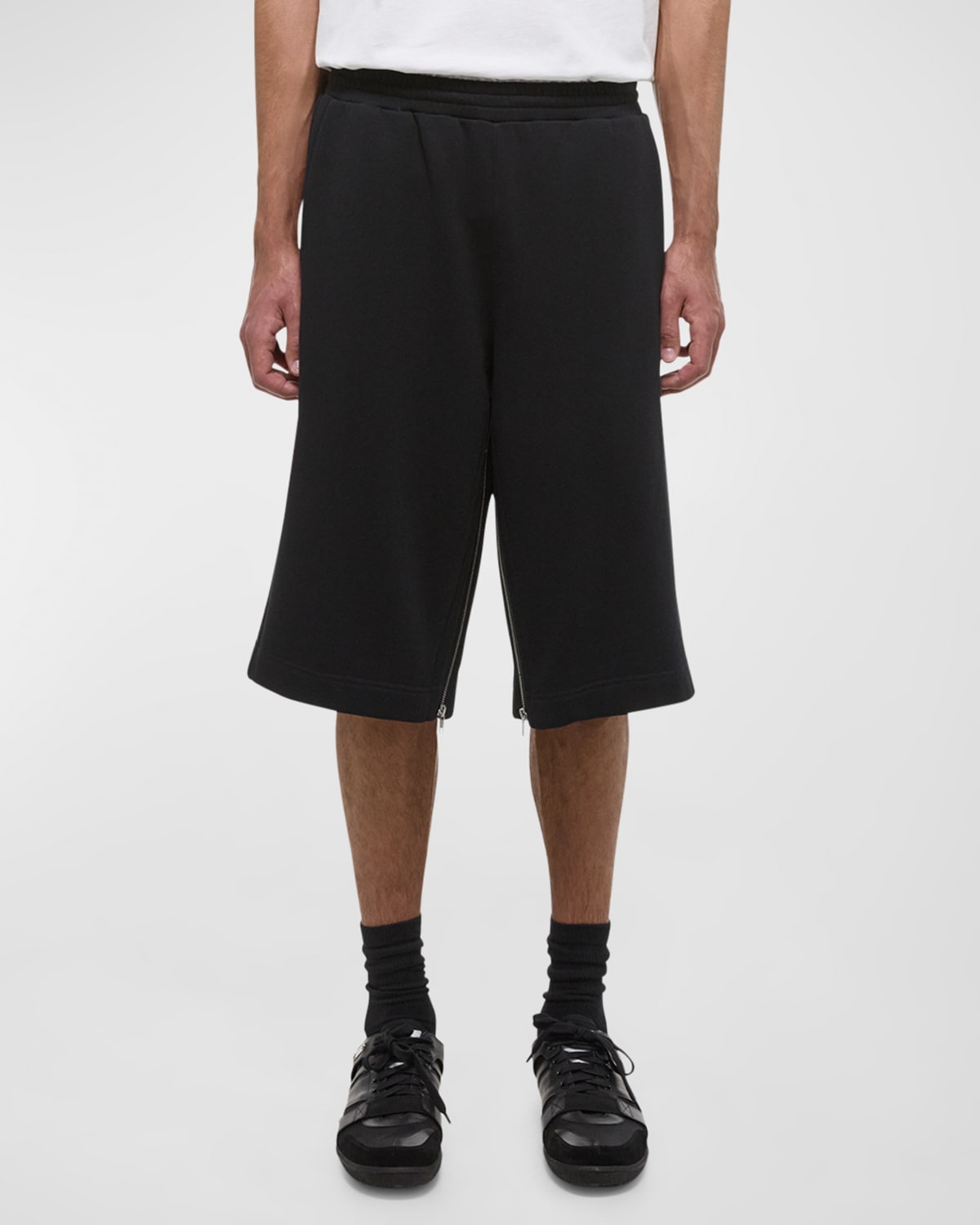 Shop Helmut Lang Men's Wide-leg Gusset Shorts In Black