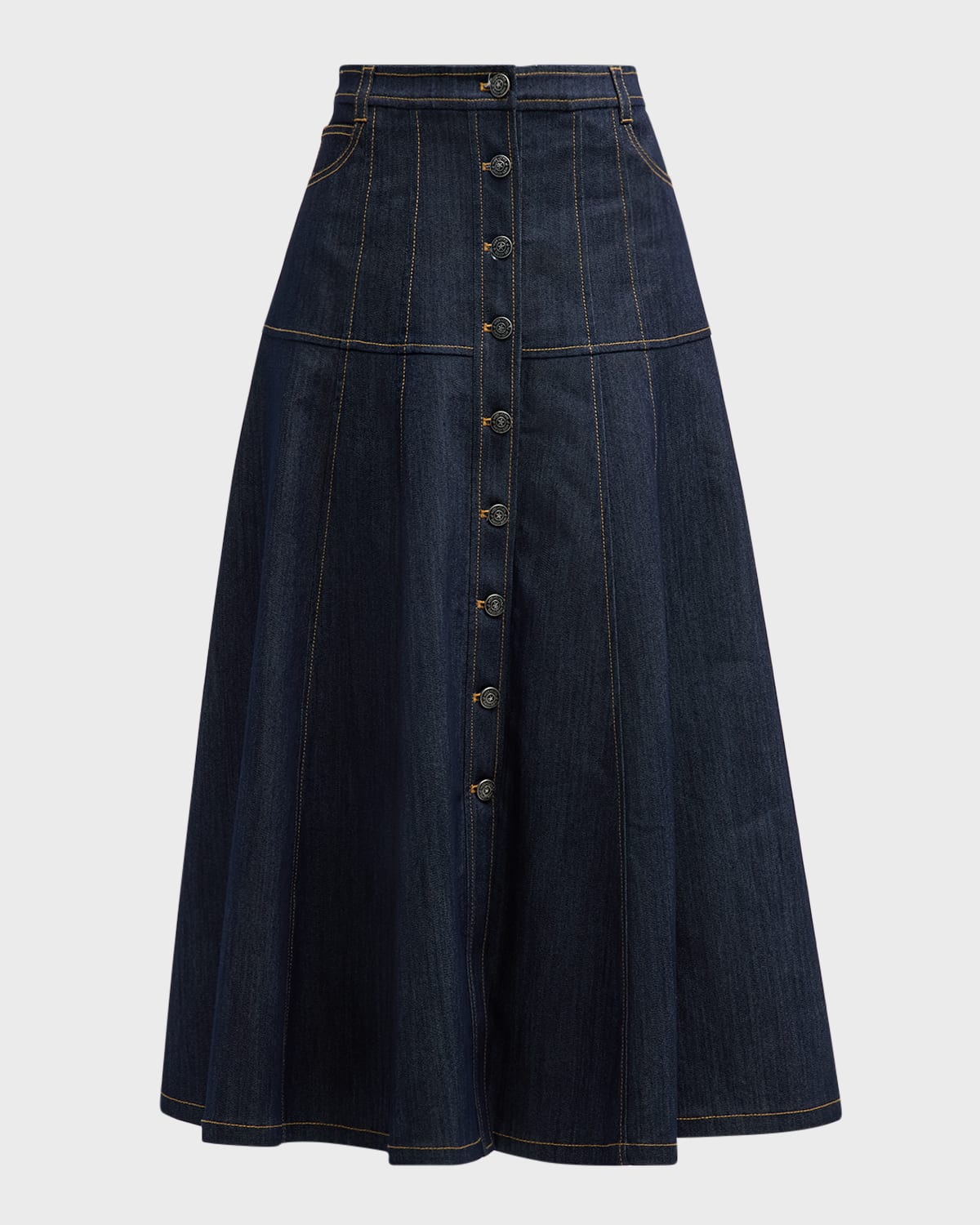 Shop Cinq À Sept Veena Denim Midi Skirt In Indigo