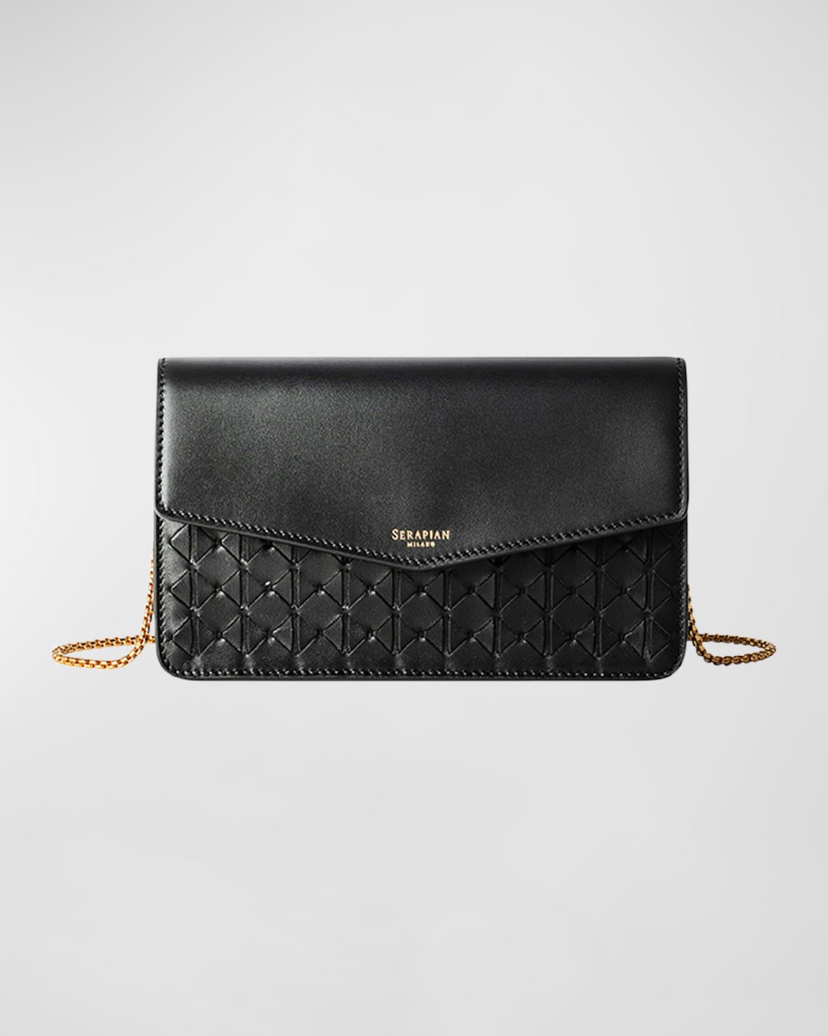 Mosaic Flap Leather Pochette Wallet on Chain