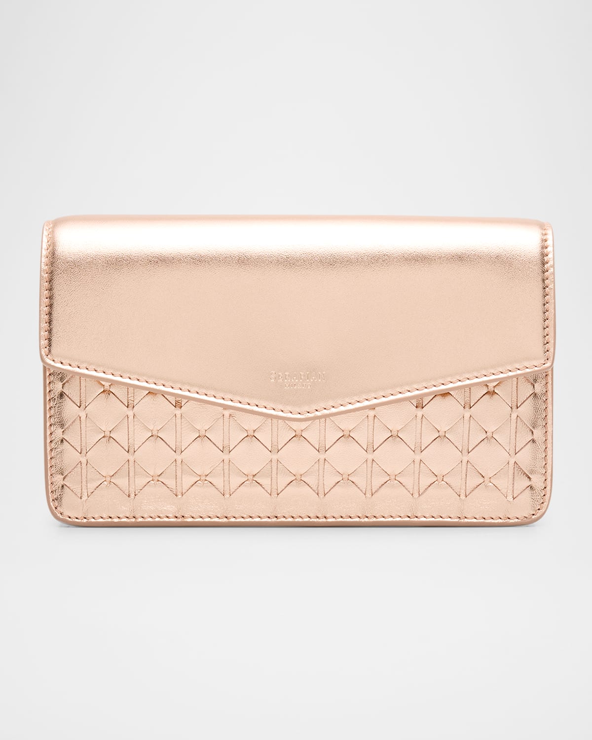 Mosaic Metallic Leather Pochette Wallet on Chain